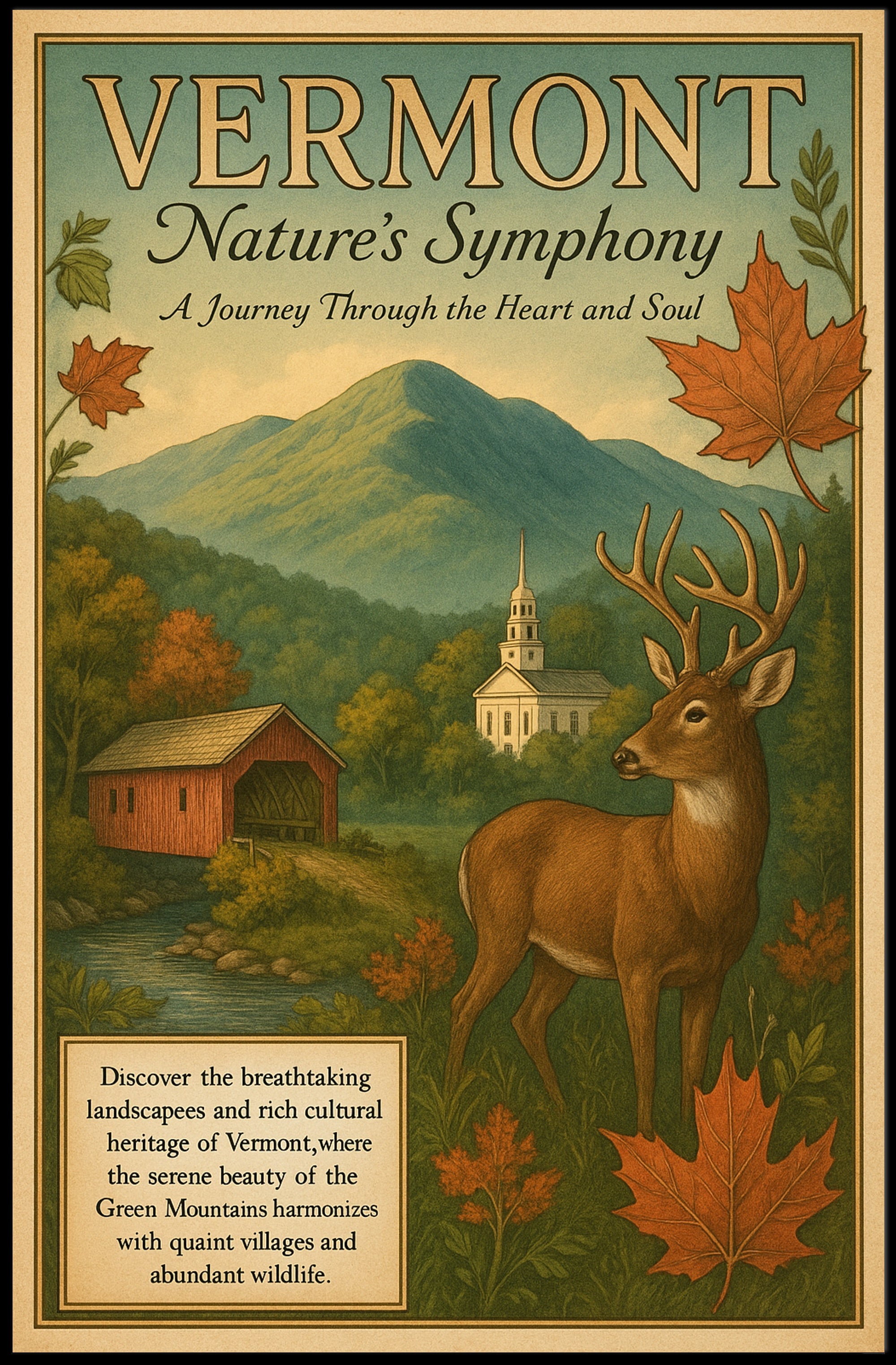 Vermont Scenic Beauty Vintage Travel Promotion Poster