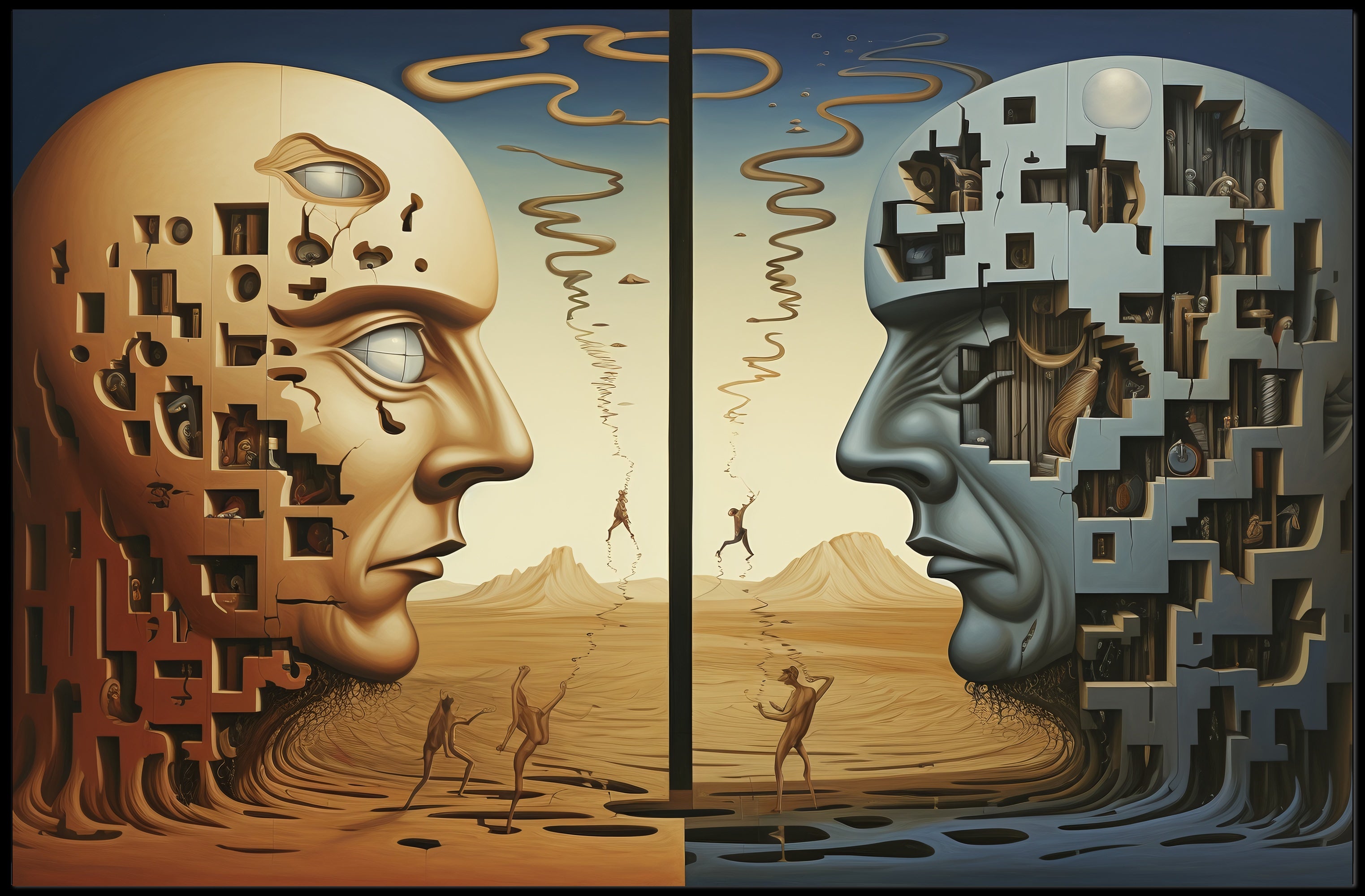 Surrealistic Sculptures in Dreamscape Artistic Poster