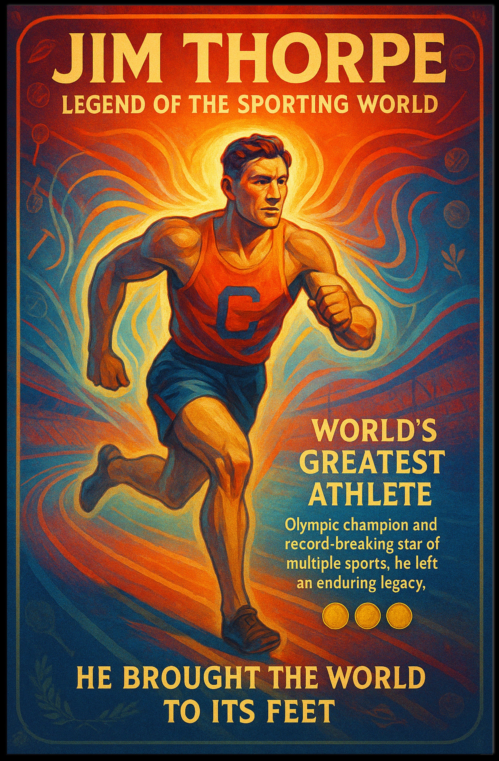 Jim Thorpe Vintage Tribute Sports Poster