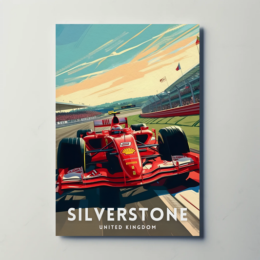 Silverstone Formula One Racing Travel Poster