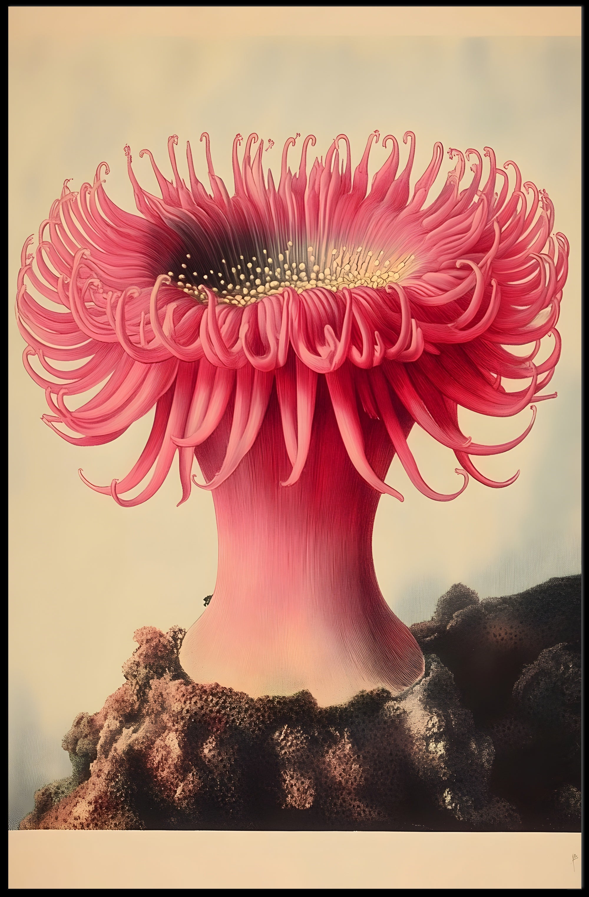 Sea Anemone Poster Vibrant Illustration Wall Art