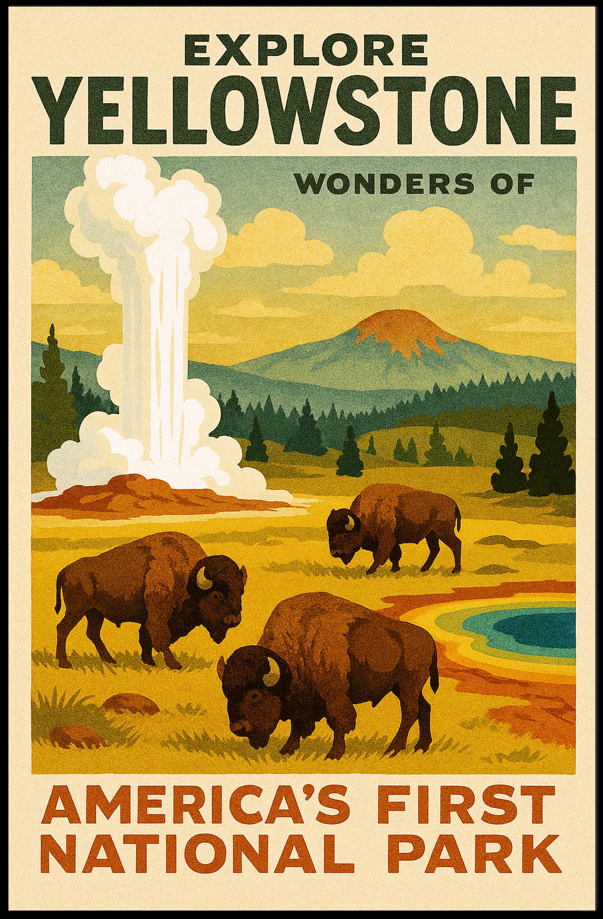 Explore Yellowstone Poster PosterGoat