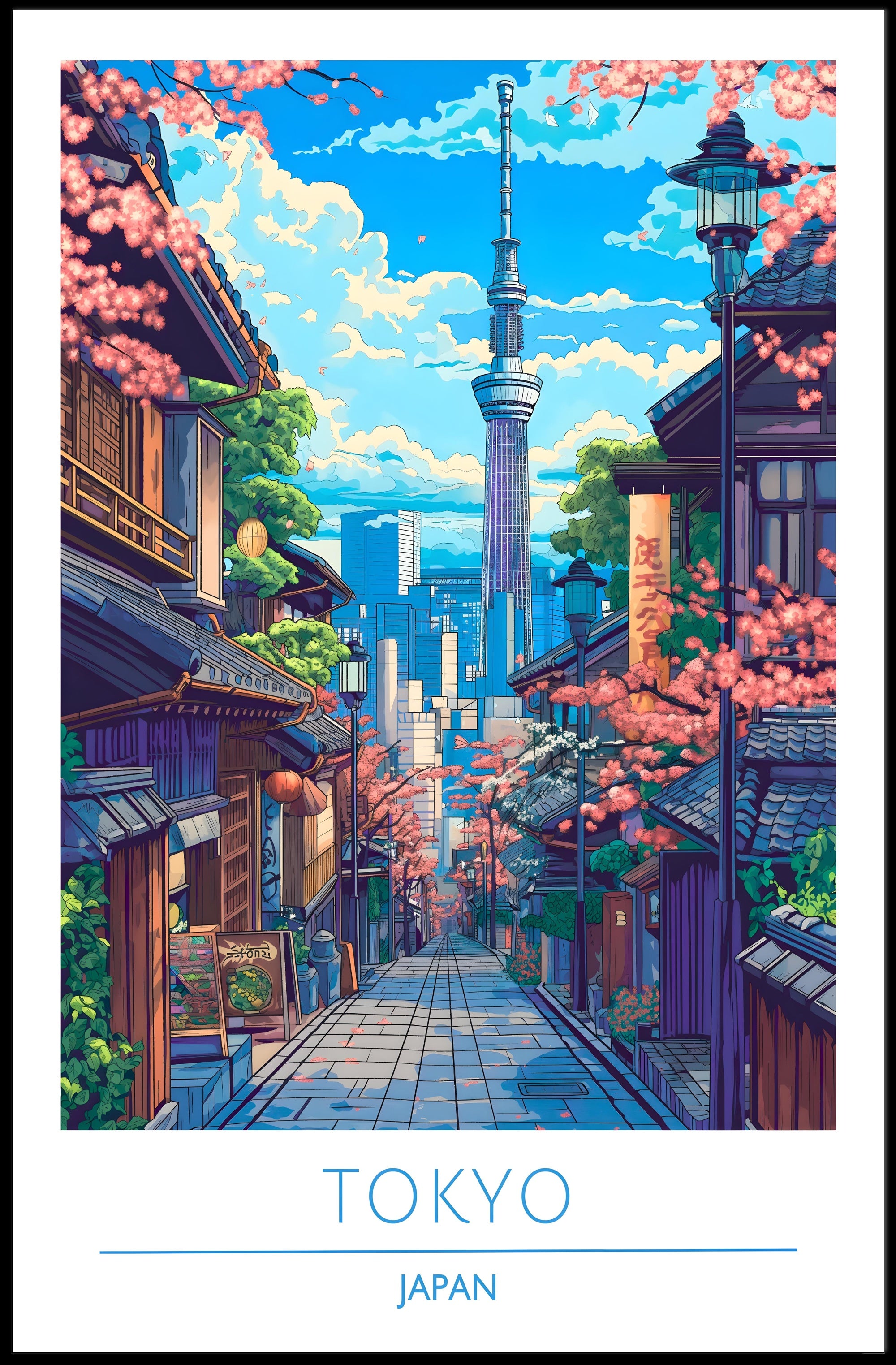 Tokyo Skytree Cherry Blossom Vibrance Urban or Cityscape Poster