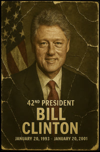 Bill Clinton 42nd President of the United States Damaged Photograph Poster