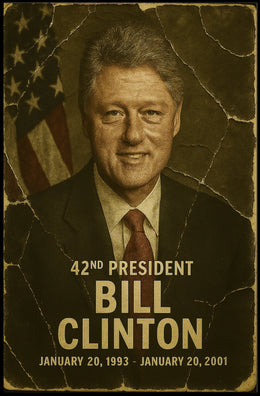 Bill Clinton 42nd President of the United States Damaged Photograph Poster