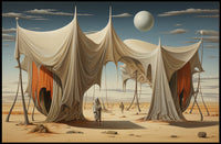 Surreal Desert Dreamscape in Futuristic Sci-Fi Poster