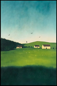 Serene Countryside Landscape Poster Minimalist Wall Art