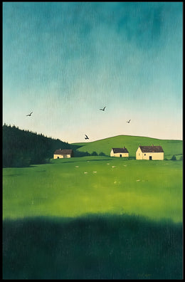 Serene Countryside Landscape Poster Minimalist Wall Art