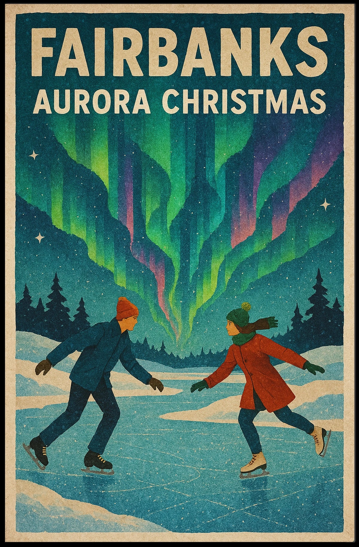 Fairbanks Aurora Christmas Poster