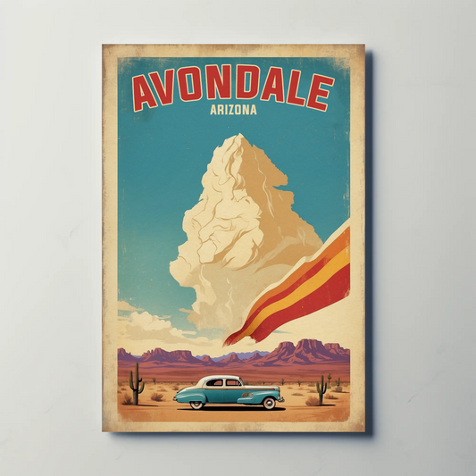 Avondale Arizona Desert Drive Vintage Travel Poster