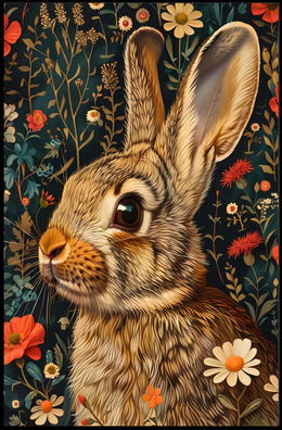 Whimsical Rabbit Floral Wonderland Poster