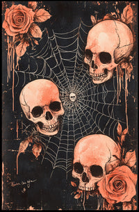 Dark Gothic Skulls and Roses Artistic Poster