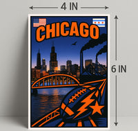 Chicago Skyline and Symbols Poster PosterGoat