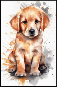 Puppy Portrait Watercolor Poster Wall Art