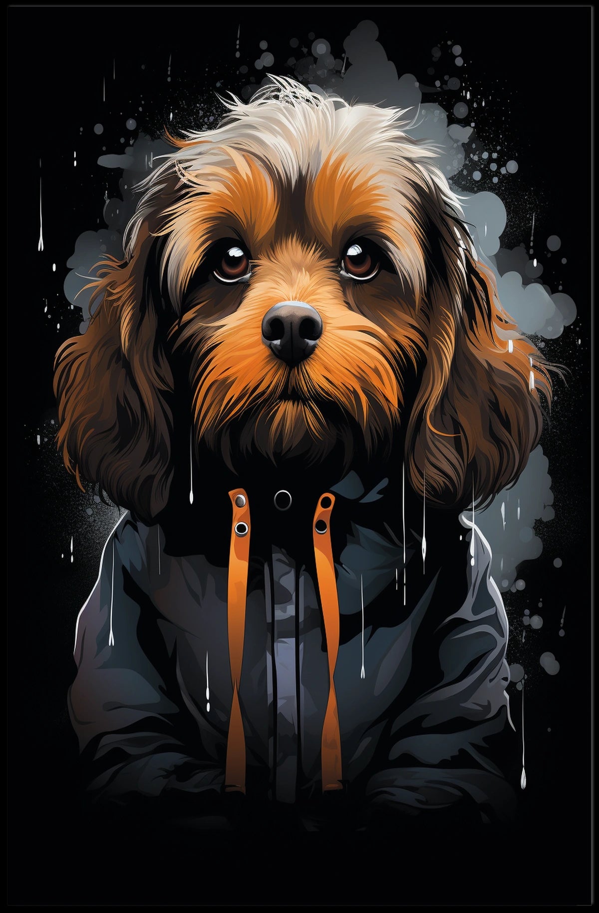 Stylized Dog Portrait: Urban Fashion Art Print