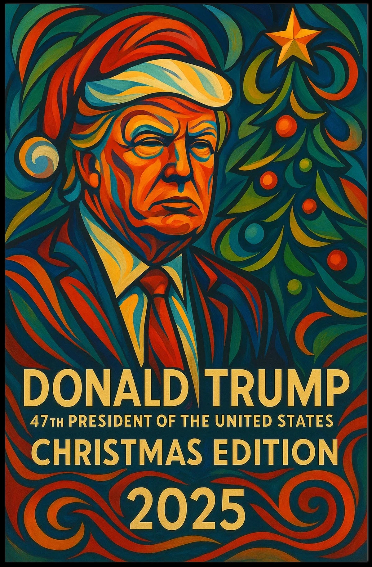 Donald Trump 47th President Christmas Edition Political Poster