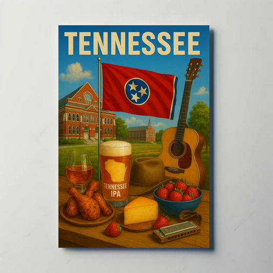 Tennessee IPA Music Chicken Whiskey Travel Poster