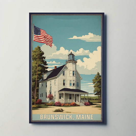 Brunswick Maine American Scene Art Vintage Travel Poster