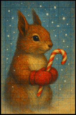 Winter Squirrel With Candy Cane Poster