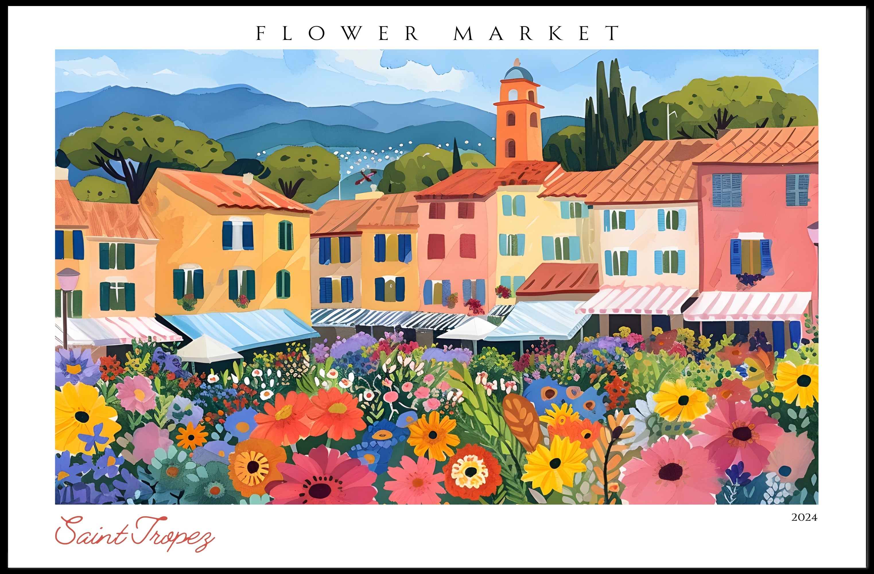 Saint Tropez Flower Market Poster PosterGoat
