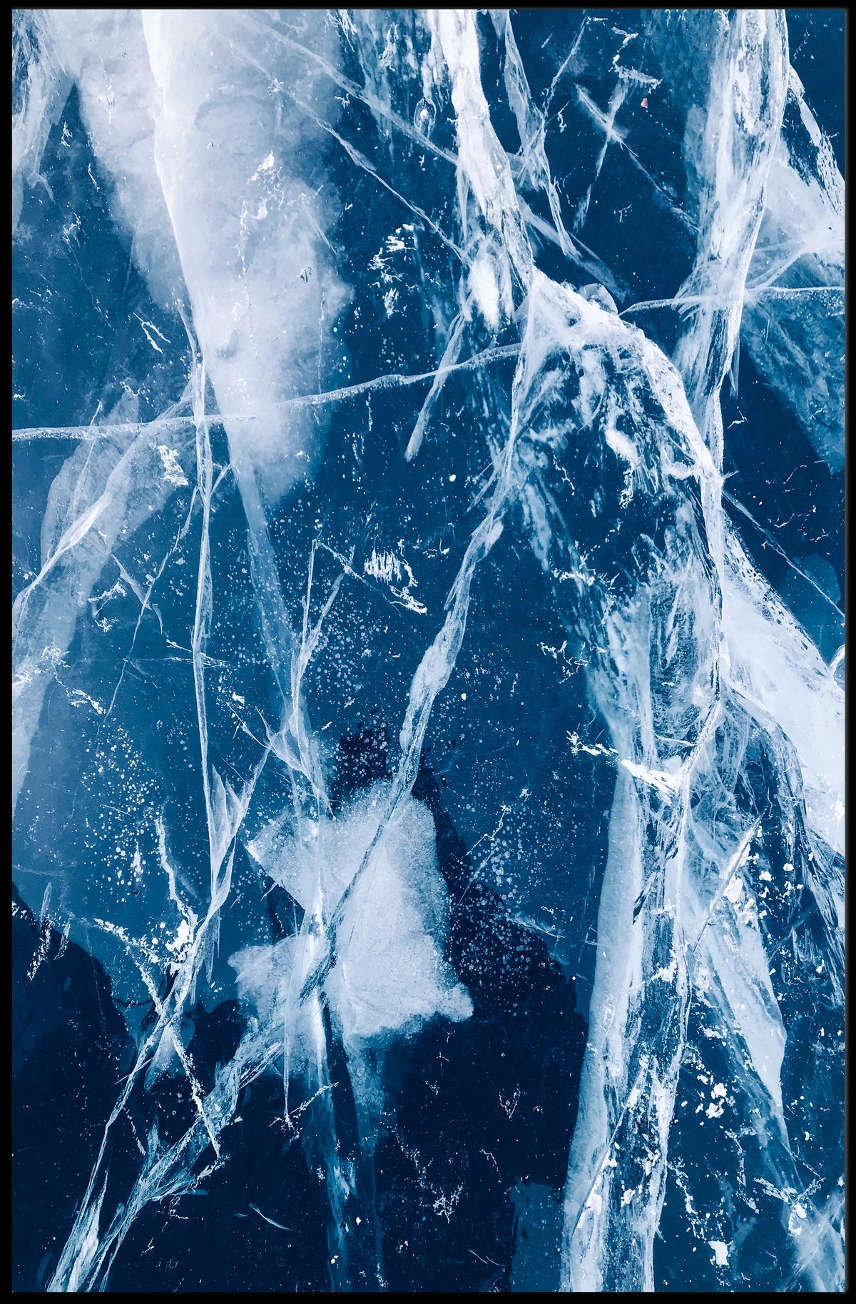 Cracked Ice Photorealistic Winter Art Poster