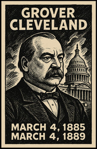 Grover Cleveland 22nd President of the United States B & W Comic Sketch Poster