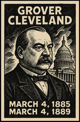 Grover Cleveland 22nd President of the United States B & W Comic Sketch Poster