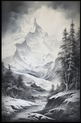 Majestic Winter Mountainscape Romanticism National Park Poster