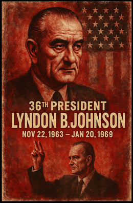 Lyndon B. Johnson Vintage Portrait Historical Poster