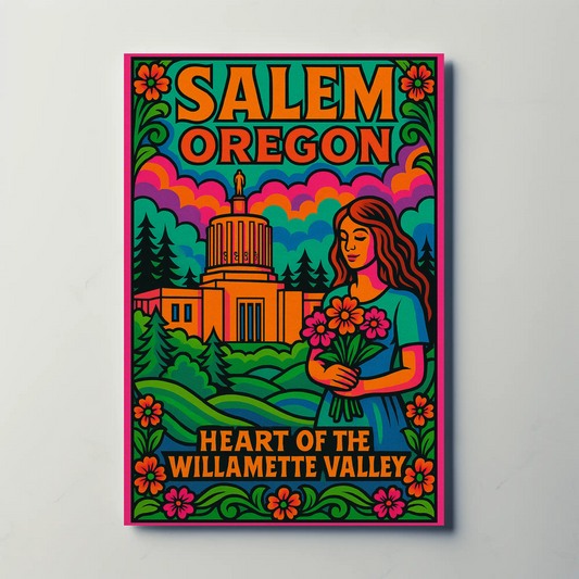 Salem Oregon Willamette Valley Travel Poster