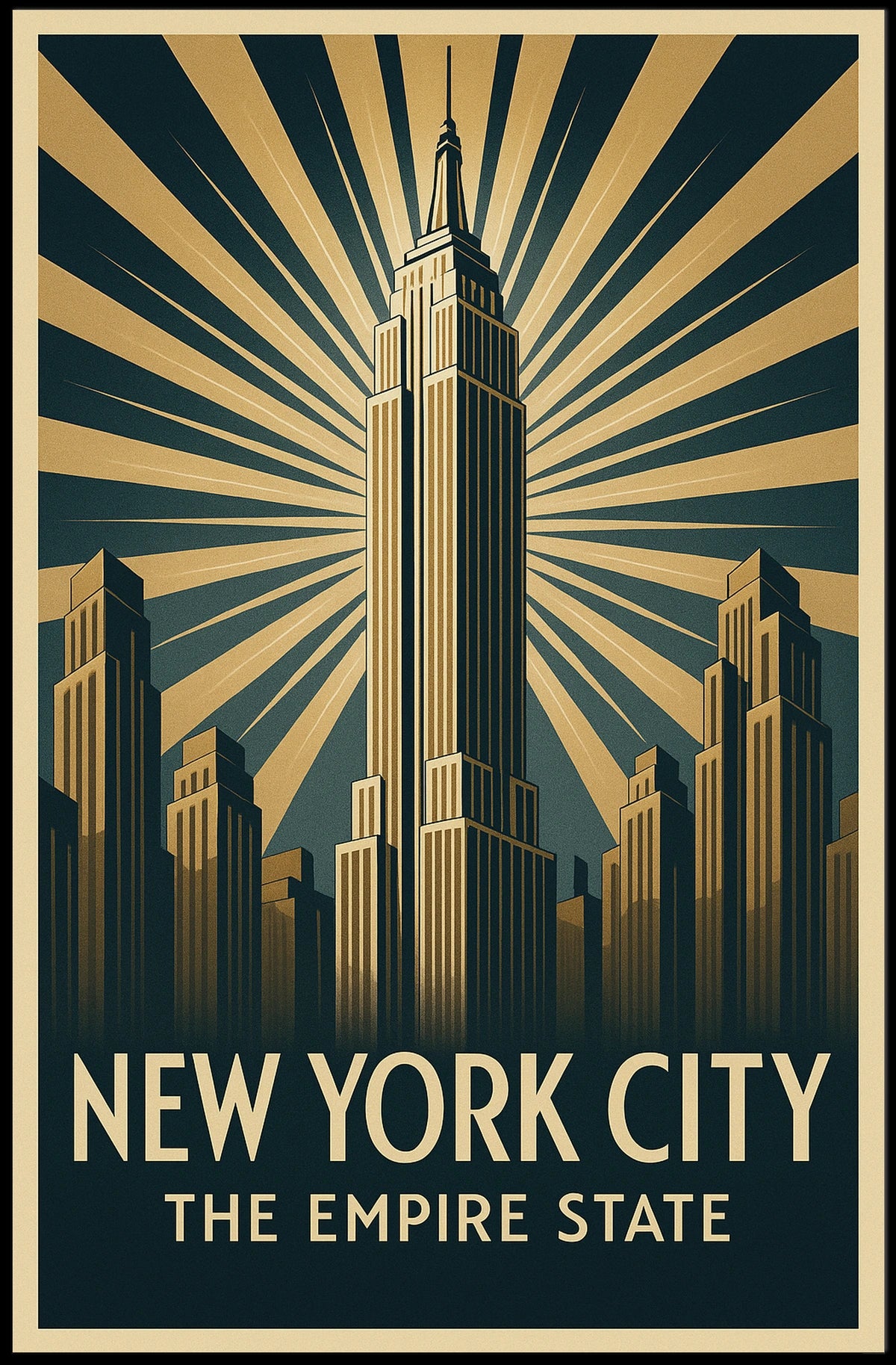 Empire State Building Poster Vintage Travel Wall Art