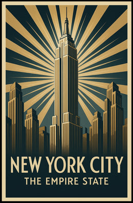 Empire State Building Poster Vintage Travel Wall Art