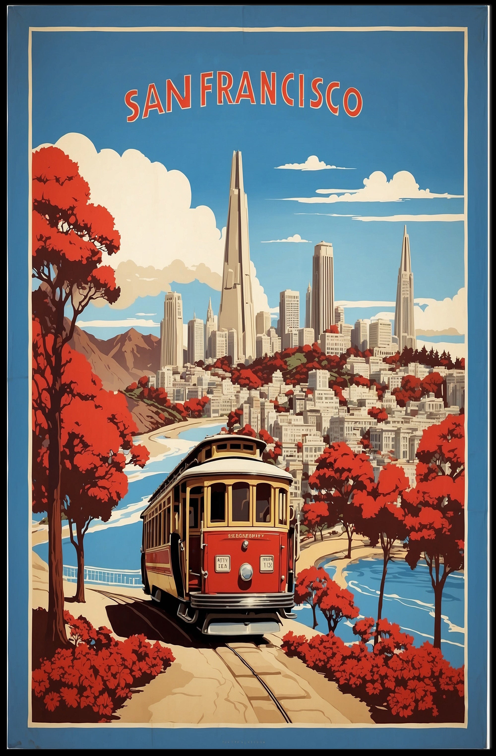 San Francisco Skyline Vintage Travel Poster