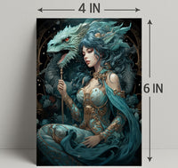 Enchantress And Dragon Poster