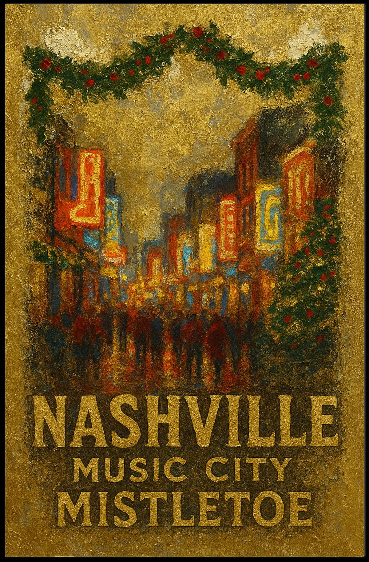 Nashville Music City Mistletoe Poster