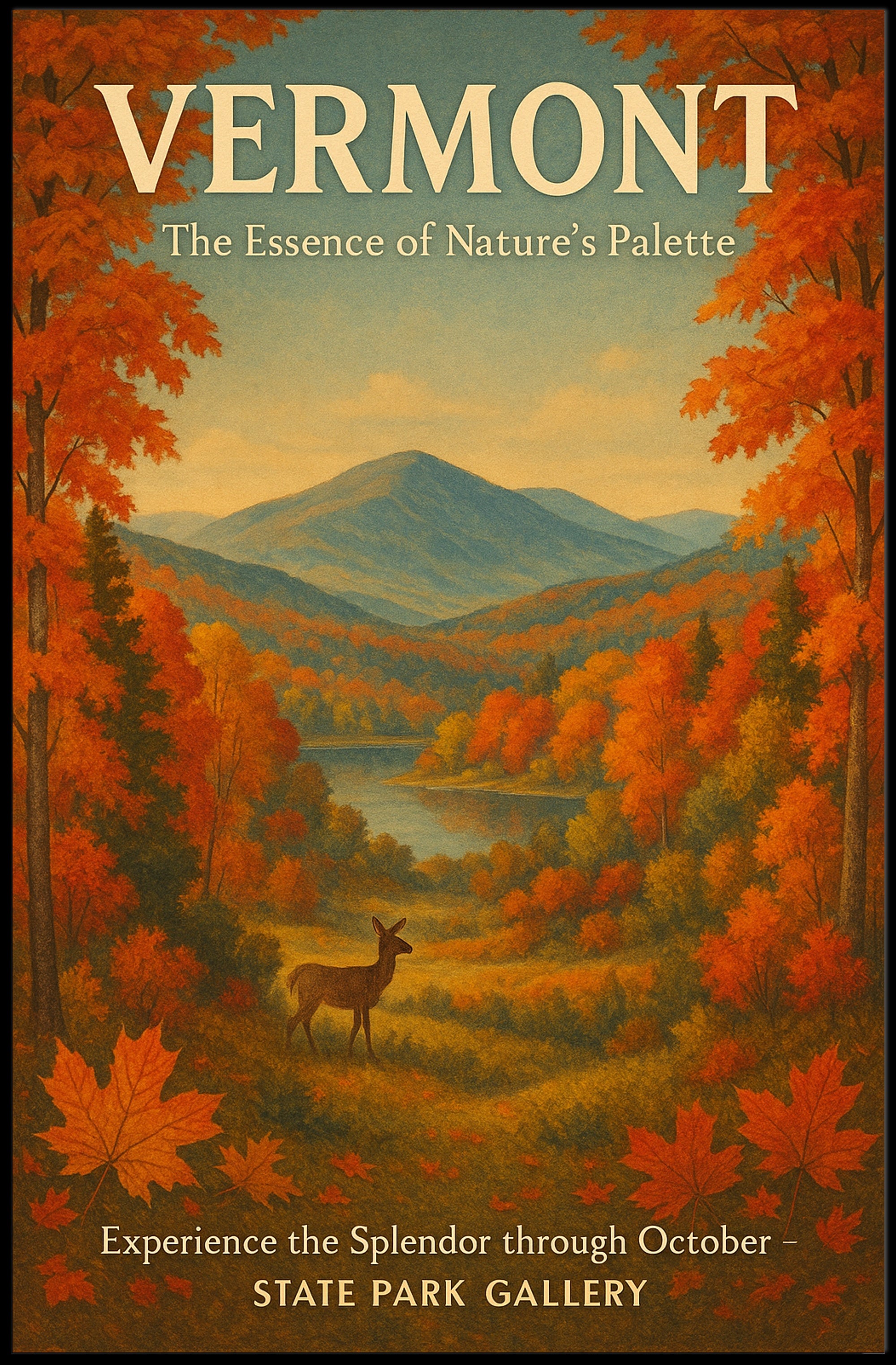 Vermont Autumn Scenic Poster Wall Art Print