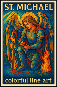 St. Michael Colorful Line Art Poster