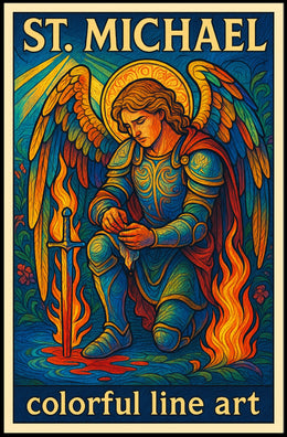 St. Michael Colorful Line Art Poster