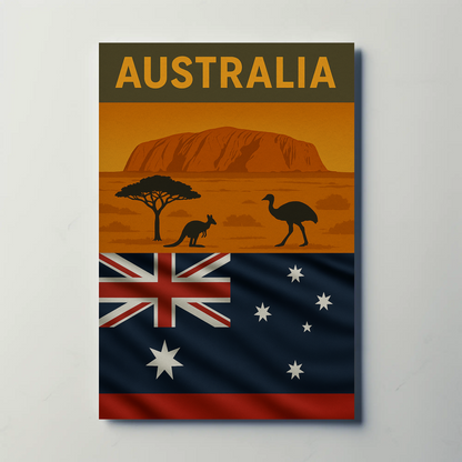 Explore Australia's Iconic Wonders: Uluru Travel Poster