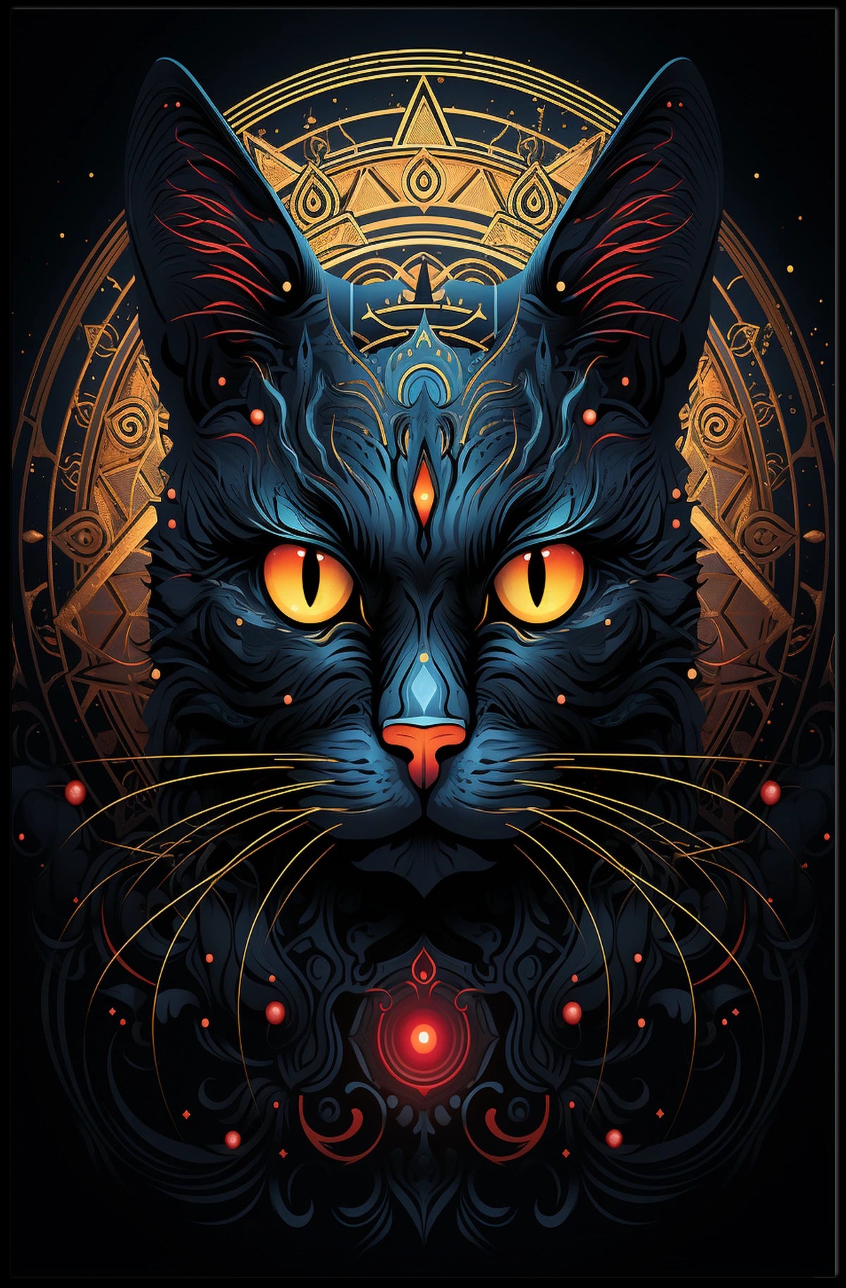 Stylized Symmetrical Cat Art Print - Animal Poster