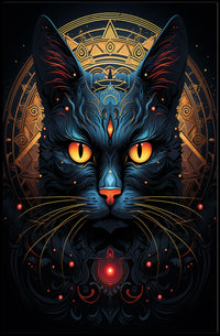 Stylized Symmetrical Cat Art Print - Animal Poster