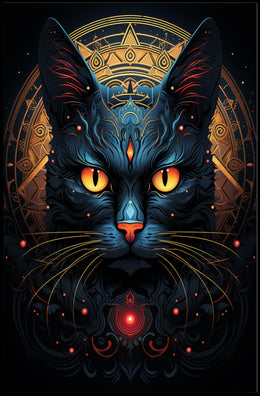 Stylized Symmetrical Cat Art Print - Animal Poster