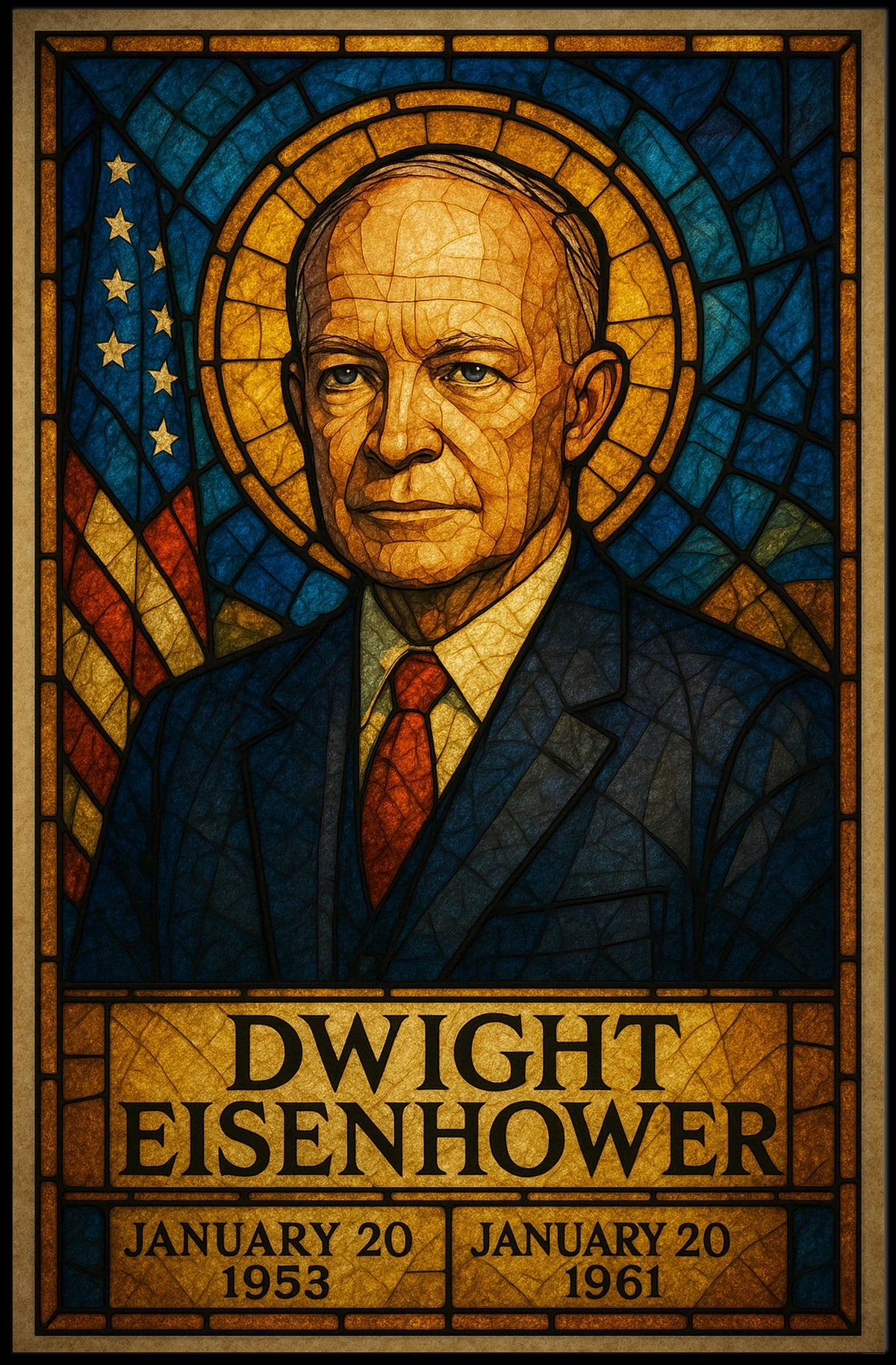 Stained Glass Presidential Portrait Patriotic Historical or Presidential Poster