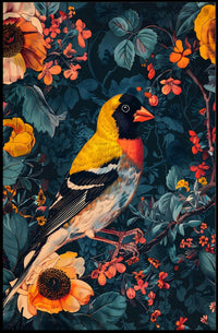 Vibrant Nature Wall Art Print with Bird Design