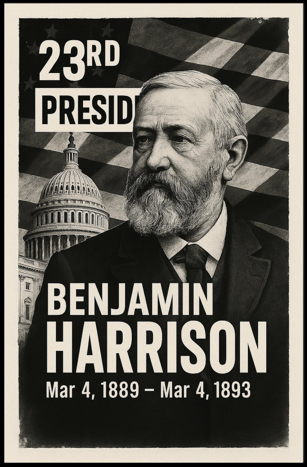 Benjamin Harrison 23rd President of the United States Digital Montaje Poster