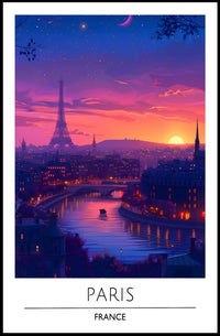 Paris Sunset with Eiffel Tower Urban or Cityscape Poster