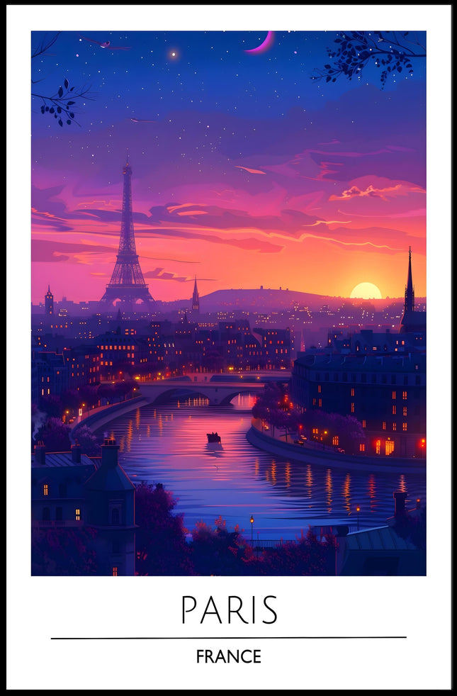 Paris Sunset with Eiffel Tower Urban or Cityscape Poster