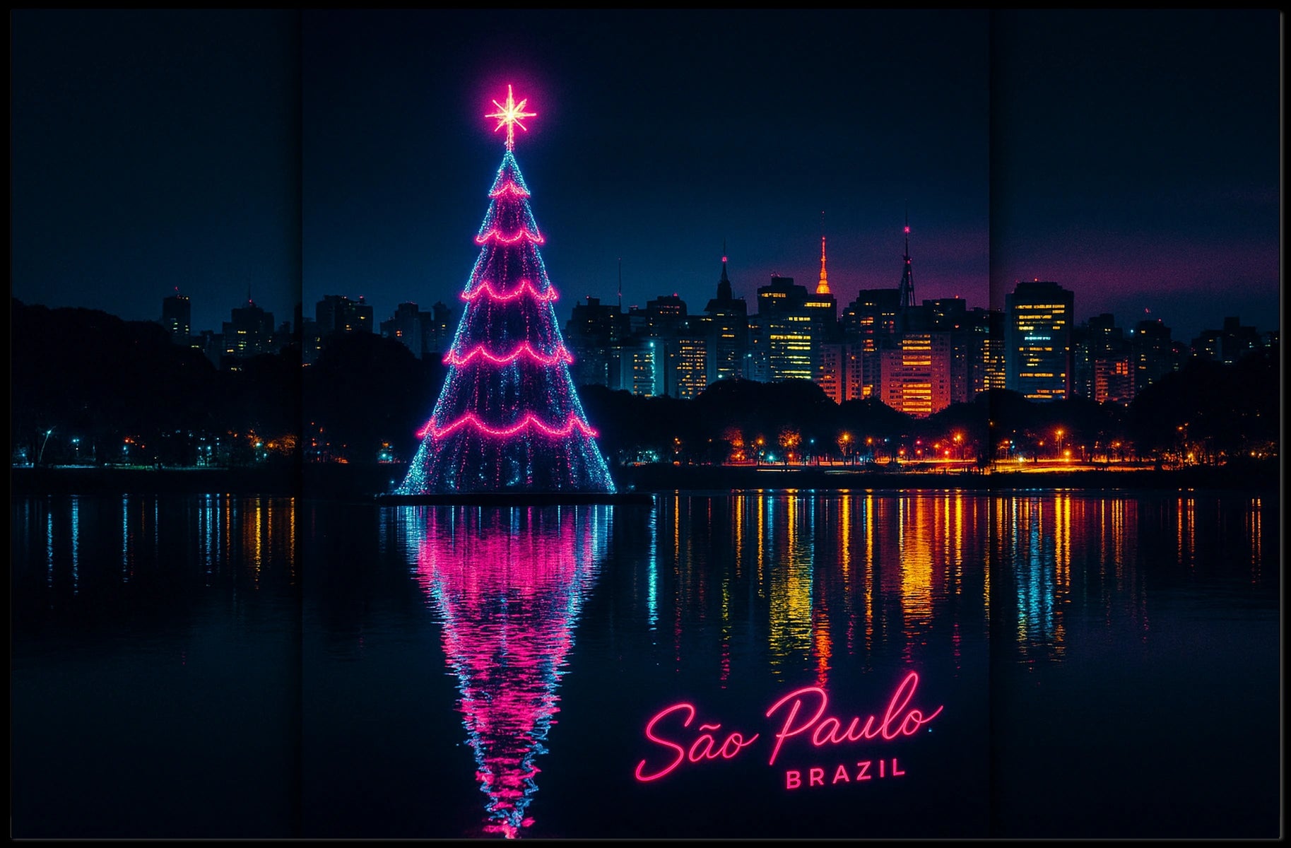 São Paulo Christmas Lights Poster