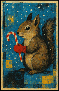 Squirrel With Candy Cane Poster