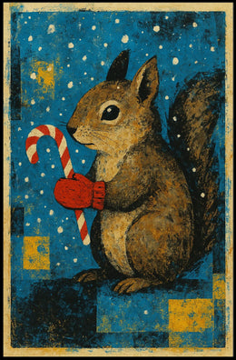 Squirrel With Candy Cane Poster